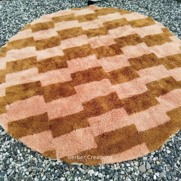 The Amber Orbit | Custom Round Geometric Moroccan Wool Rug