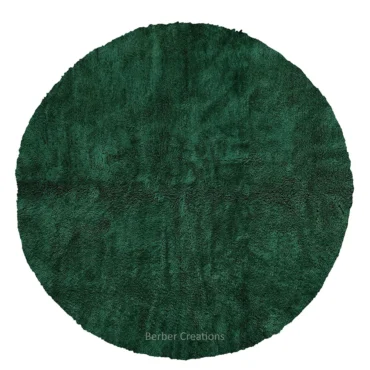 Hand-Knotted Moroccan Round Rug in Emerald Green IFNOUZ