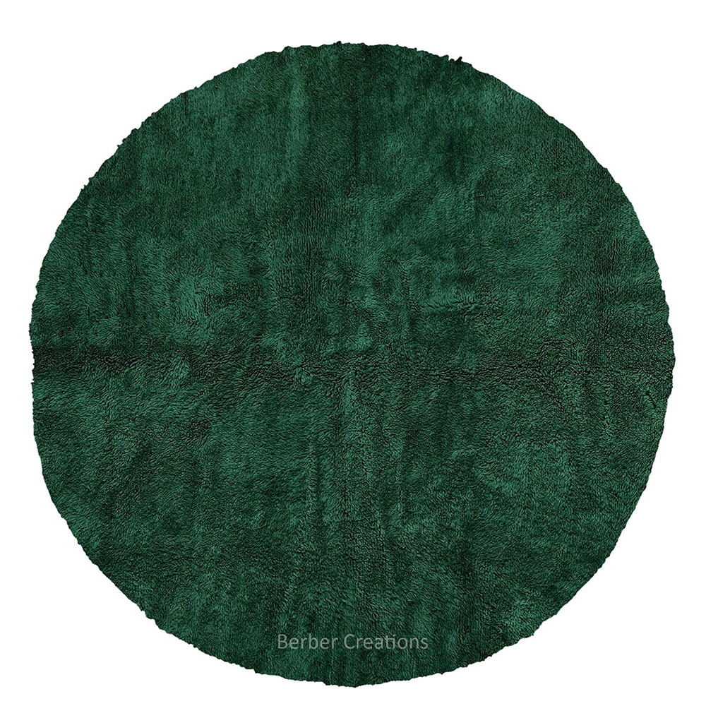 Emerald Green Round Moroccan Rug IFNOUZ