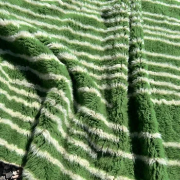 Forest Green Striped Beni M’rirt Rug – Hand-Knotted Luxury Moroccan Wool