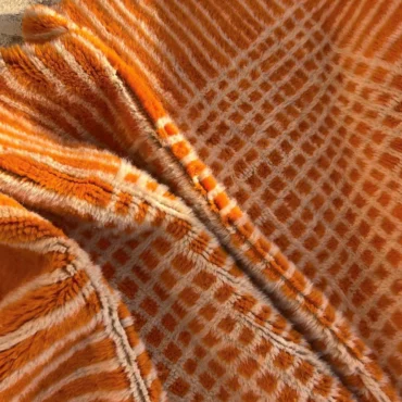 Modern Orange Moroccan Rug | Hand-Knotted Geometric Berber Wool Carpet IMOUZER