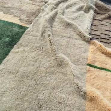 Custom Abstract Moroccan Rug – Green, Beige & Charcoal Wool The Atlas Horizon