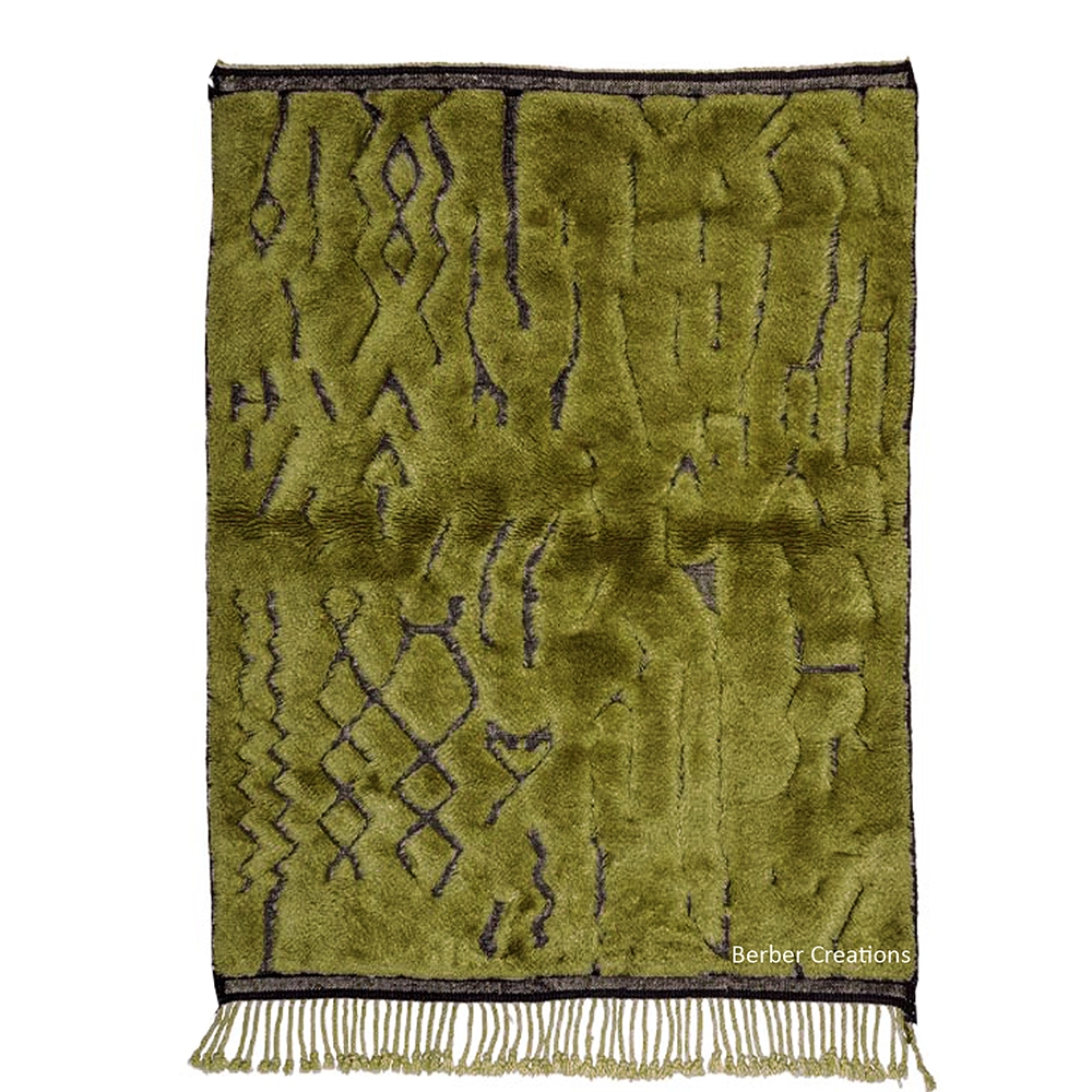 handmade beni mrirt rug carved green