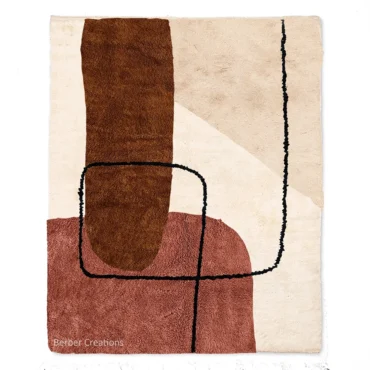 Handwoven Abstract Beni Mrirt Rug | Brick Red & Burgundy Color Block SIDYAN