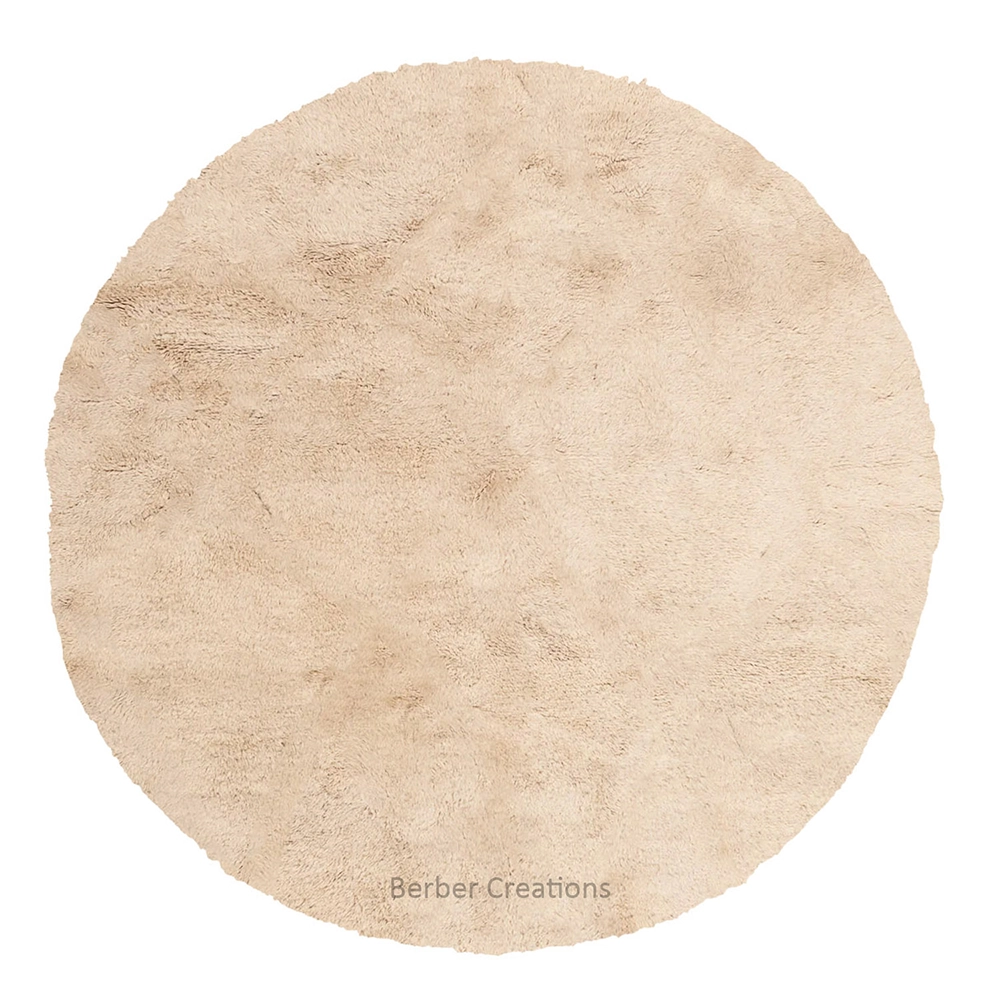 Moroccan Rug Round Beige Beni Ourain Style Wool jouri