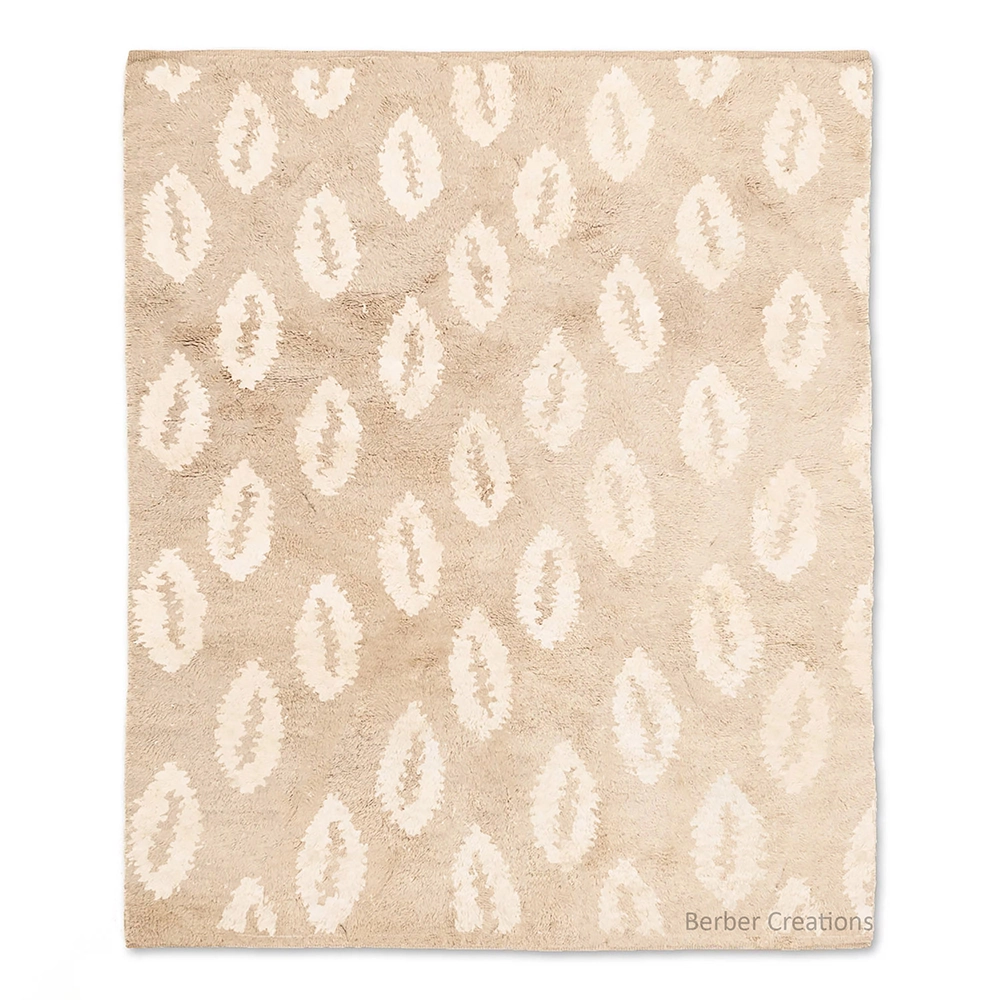 Moroccan beni ourain rug beige and cream ASYAN