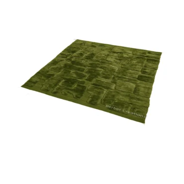 Luxury Beni Mrirt Rug | Plush 3D Geometric High-Low Pile Olive Green Wool TISLWA