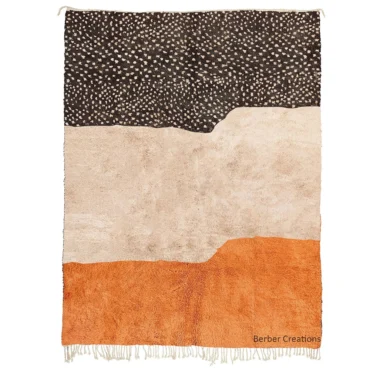 Beni Ourain Rug | Abstract Color Block, Dotted Berber Wool