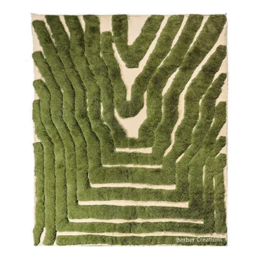 Sculptural Abstract Berber Rug – Olive Green labyrinth HADIKA