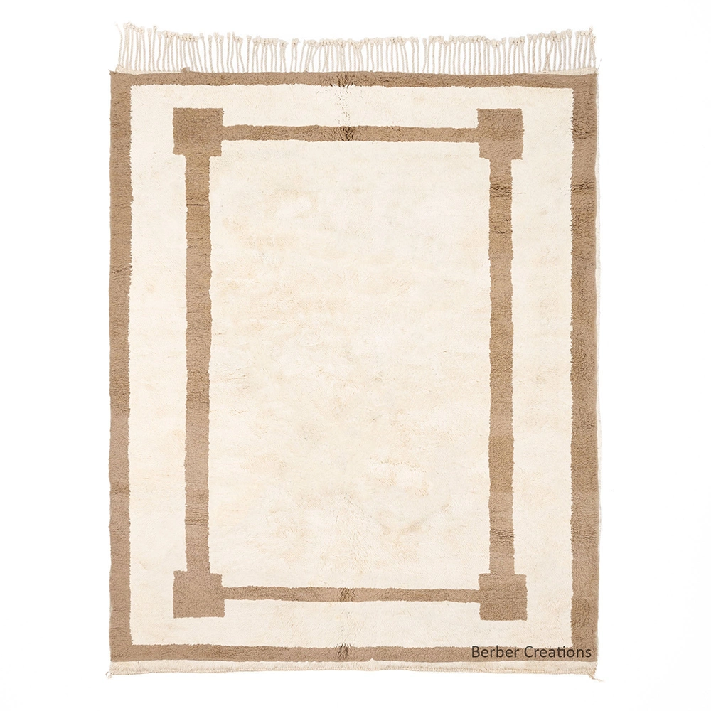 authentic beni ourain rug natural wool geometric moroccan 8x10 FERENA