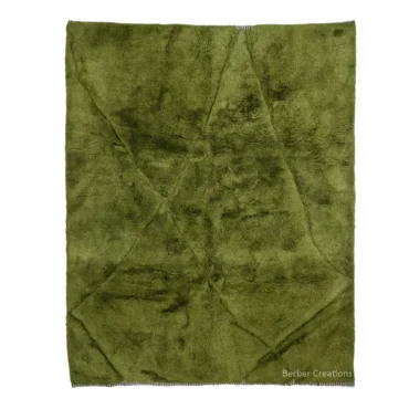 Deep Olive Green Beni Ourain Style Wool Rug The SOUMAYA