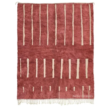 Beni Ourain Rug – Terracotta Red Striped Wool Rug YASMINA