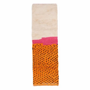 Pink Orange Azilal Berber Runner Rug – Cheetah Pattern