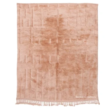 Hand-Knotted Blush Pink Beni Ourain Rug | Carved Wool Shag SERIN
