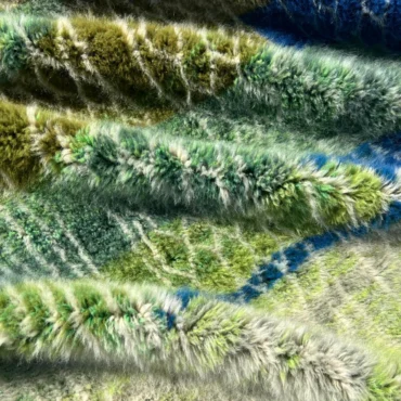 Hand-Knotted Abstract Moroccan Rug – Green, Navy & Cream Lattice Design