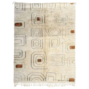 Abstract Geometric Cream & Brown Wool Rug The ADELIA