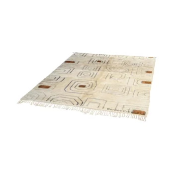 Abstract Geometric Cream & Brown Wool Rug The ADELIA