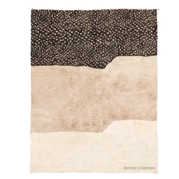 Dotted Berber Wool Rug | Abstract Moroccan High Pile Area Rug DUNE STARS