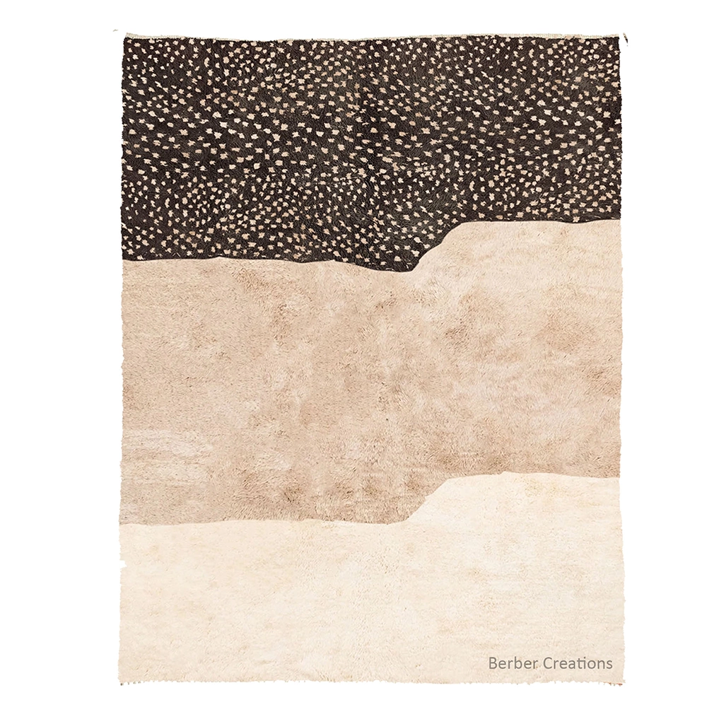 dotted berber wool rug brown beige and cream dune stars