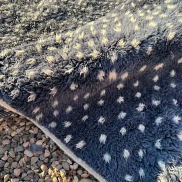 The Midnight Galaxy | Custom Dotted Moroccan Rug – Indigo Blue & Cream Wool