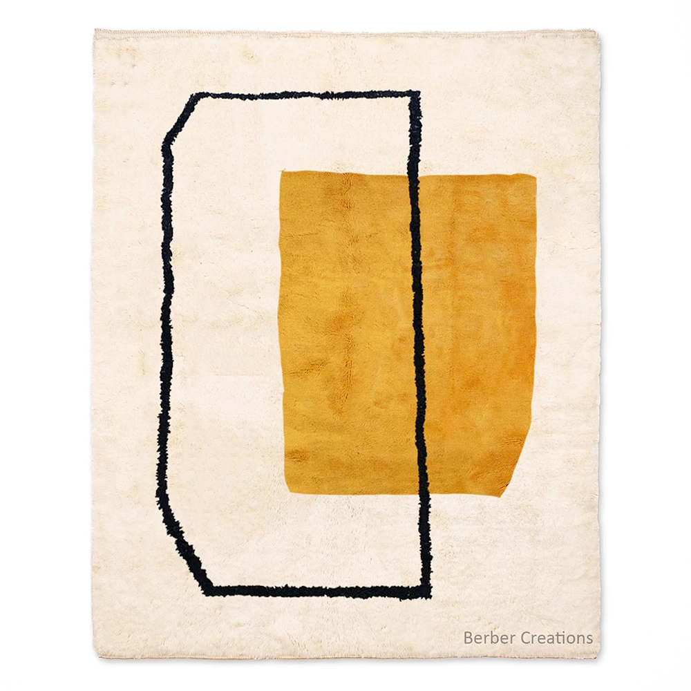 moroccan abstract berber rug cream and yellow HILYAN
