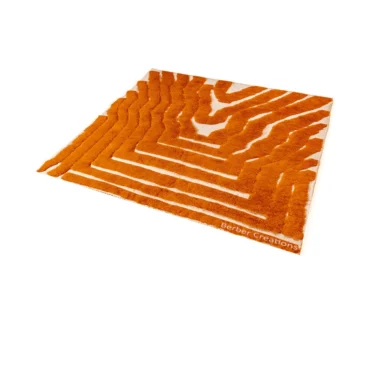 Moroccan Shag Rug | Abstract Orange Maze Pattern Wool Solaria