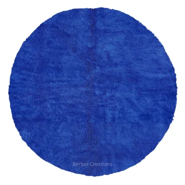 Hand-Knotted Majorelle Blue Round Moroccan Rug DILIA