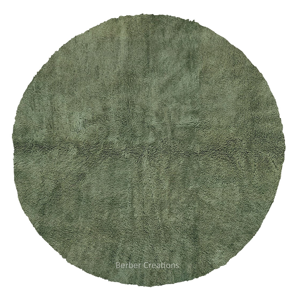 round moroccan rug green handwoven berber rug REBA