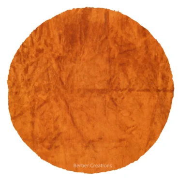 Hand-Knotted Moroccan Round Rug in Warm Orange