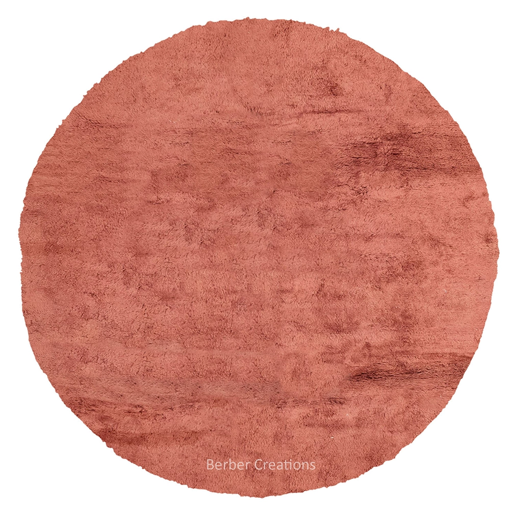 round moroccan rug terracotta red brick wool rug SERBIL
