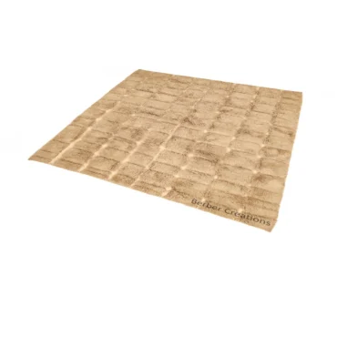 Ultra-Shag Moroccan Rug – Handwoven Sculpted Checkered Tan/Camel RIMODA