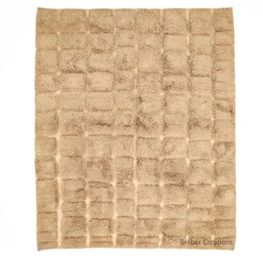 Ultra-Shag Moroccan Rug – Handwoven Sculpted Checkered Tan/Camel RIMODA