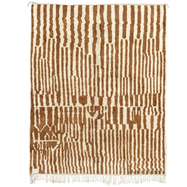 Striped Beni Ourain Rug – Hand-Knotted Brown & Cream Wool – LAINA