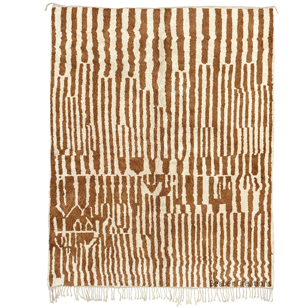 striped beni ourain wool rug brown and cream LAINA (1)