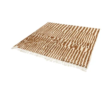 Striped Beni Ourain Rug – Hand-Knotted Brown & Cream Wool – LAINA