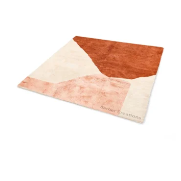 Terracotta Abstract Berber Rug – Hand-Knotted Wool | Moroccan “Desert Mesa”