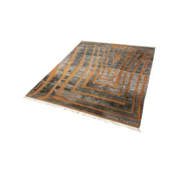 Burnt Orange & Grey Custom Beni Rug – The Amber Labyrinth