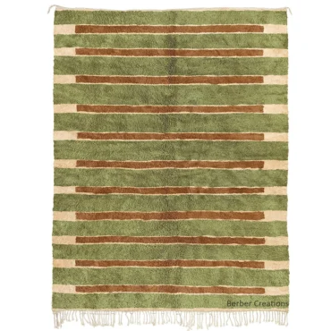 Hand-Knotted Moroccan Berber Rug – Earthy Olive & Deep Brown