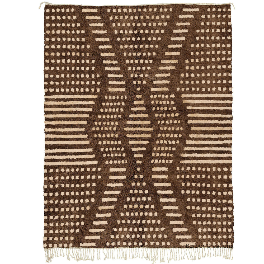 Modern Brown & Cream Beni Rug The Espresso Matrix – Berber Creations