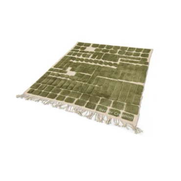 Geometric Moroccan Berber Rug – Textured Olive Green & Cream Wool
