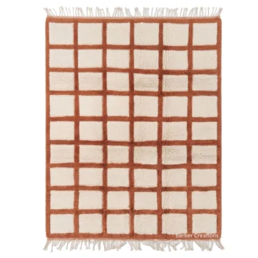 Burnt Orange & Cream Modern Beni Rug The Sienna Grid