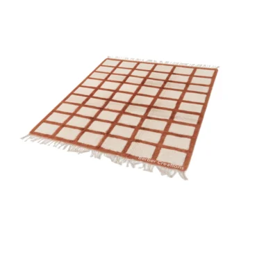 Burnt Orange & Cream Modern Beni Rug The Sienna Grid