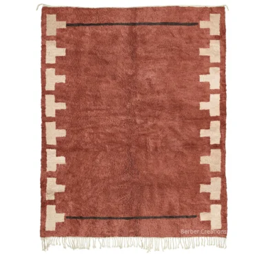 Authentic Terracotta Moroccan Beni Ourain Rug | Handmade Wool Ait Melloul
