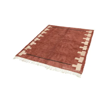 Authentic Terracotta Moroccan Beni Ourain Rug | Handmade Wool Ait Melloul