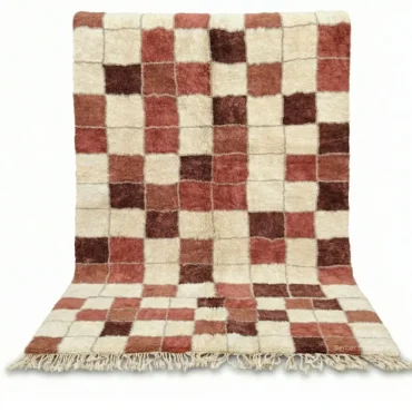 The Crimson Checkerboard | Custom Hand-Knotted Moroccan Checkered Rug