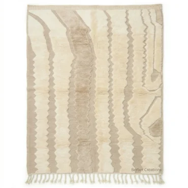 “The Sandstone Silhouette” – Authentic Moroccan Rug | High-Low 3D Textured Wool Carpet