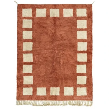 Custom Terracotta Moroccan Rug – Hand-Knotted Wool – The Crimson Courtyard