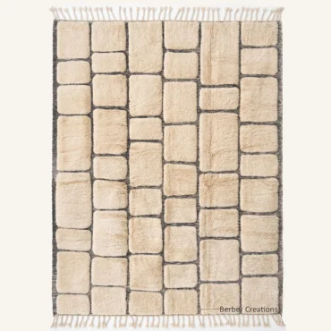 The Alabaster Alley | Custom Moroccan Rug | Ivory & Charcoal Berber Wool