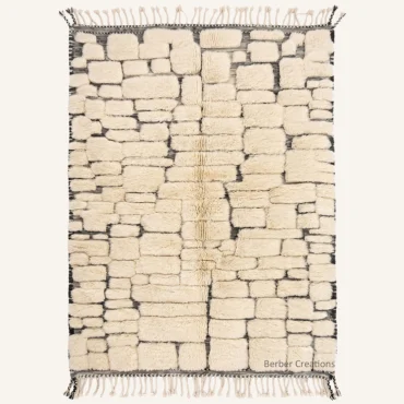 The Alabaster Atrium | Custom Moroccan Rug | Handwoven Ivory & Charcoal Berber Wool