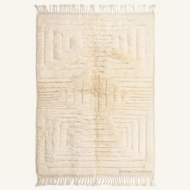 The Alabaster Labyrinth | Custom Moroccan Rug | Handwoven Ivory Geometric Berber Wool